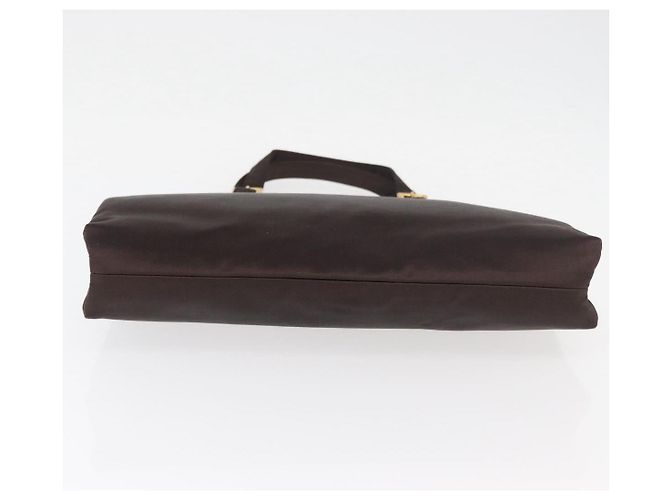 Borsa Tote PRADA Satin Marrone Oro Auth ka3712 D'oro - vista 5