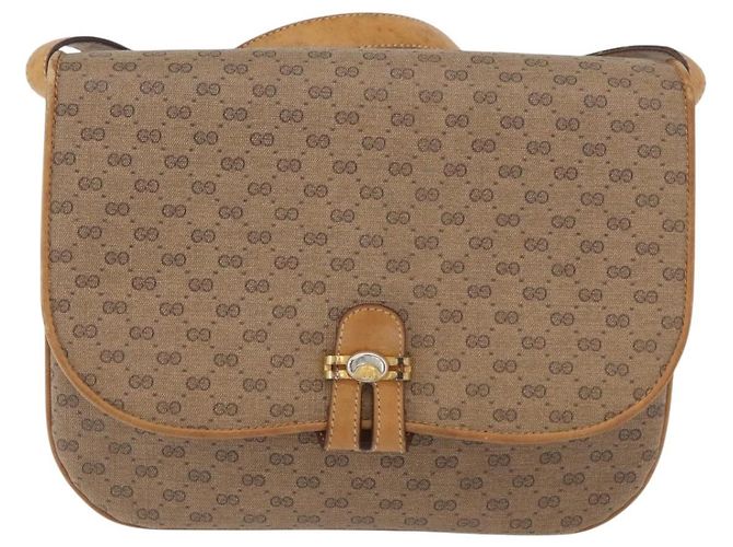 Gucci Borsa a Spalla Micro GG Supreme PVC Beige Oro 001 406 1780 Auth BAZ693 D'oro - vista 13