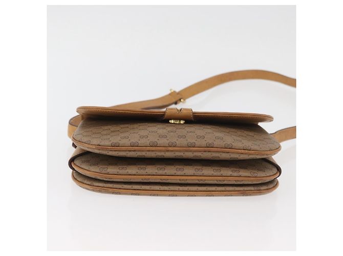 Gucci Borsa a Spalla Micro GG Supreme PVC Beige Oro 001 406 1780 Auth BAZ693 D'oro - vista 5