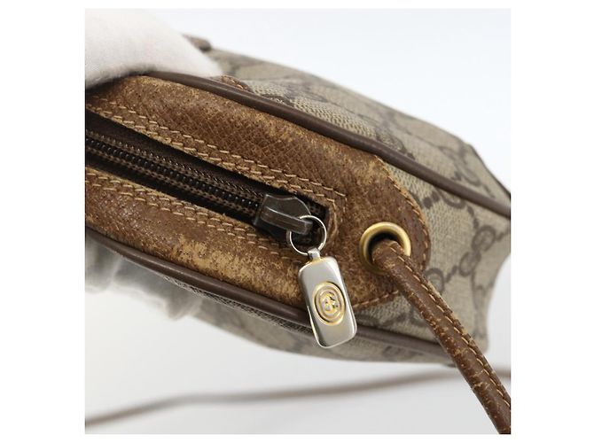 Borsa Sherry Line GG Supreme Web di GUCCI in PVC Beige e Oro 89 02 066 Auth hk3624 D'oro - vista 10