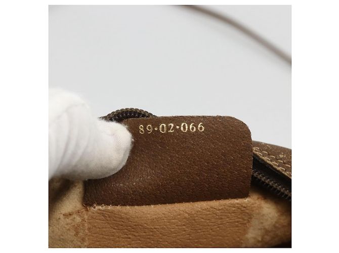 Borsa Sherry Line GG Supreme Web di GUCCI in PVC Beige e Oro 89 02 066 Auth hk3624 D'oro - vista 12