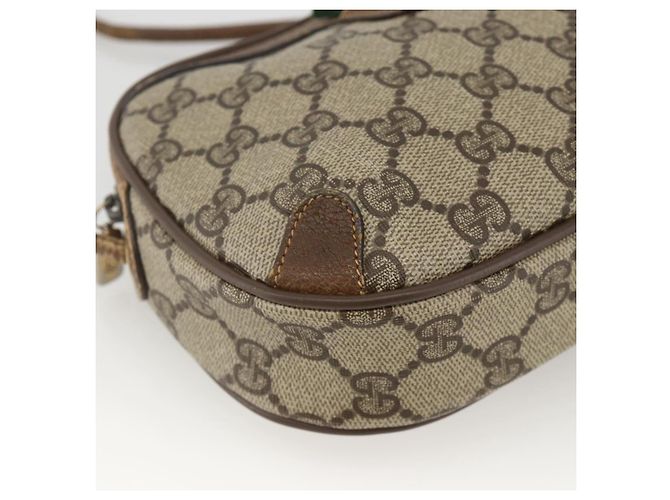Borsa Sherry Line GG Supreme Web di GUCCI in PVC Beige e Oro 89 02 066 Auth hk3624 D'oro - vista 14