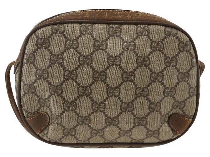 Borsa Sherry Line GG Supreme Web di GUCCI in PVC Beige e Oro 89 02 066 Auth hk3624 D'oro - vista 2