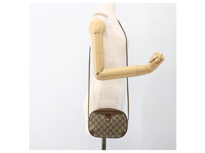 Borsa Sherry Line GG Supreme Web di GUCCI in PVC Beige e Oro 89 02 066 Auth hk3624 D'oro - vista 20