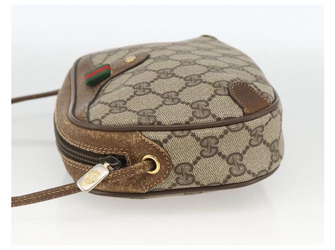 Borsa Sherry Line GG Supreme Web di GUCCI in PVC Beige e Oro 89 02 066 Auth hk3624 D'oro - vista 3