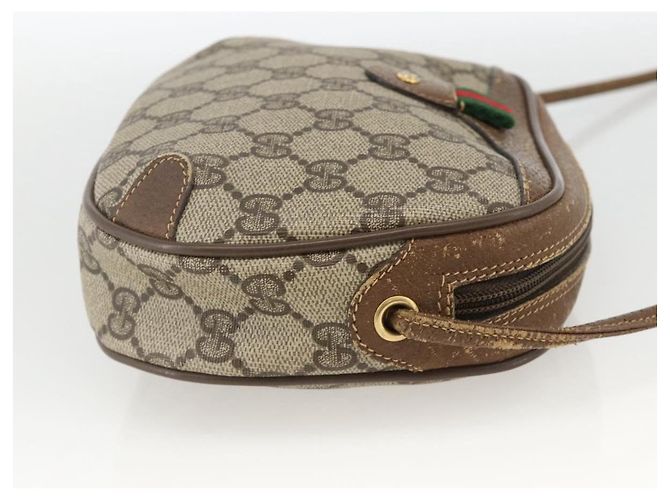 Borsa Sherry Line GG Supreme Web di GUCCI in PVC Beige e Oro 89 02 066 Auth hk3624 D'oro - vista 4