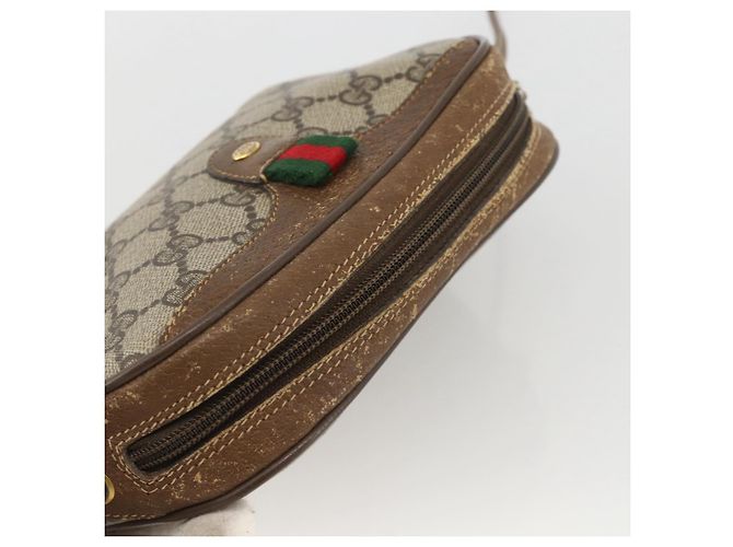 Borsa Sherry Line GG Supreme Web di GUCCI in PVC Beige e Oro 89 02 066 Auth hk3624 D'oro - vista 6