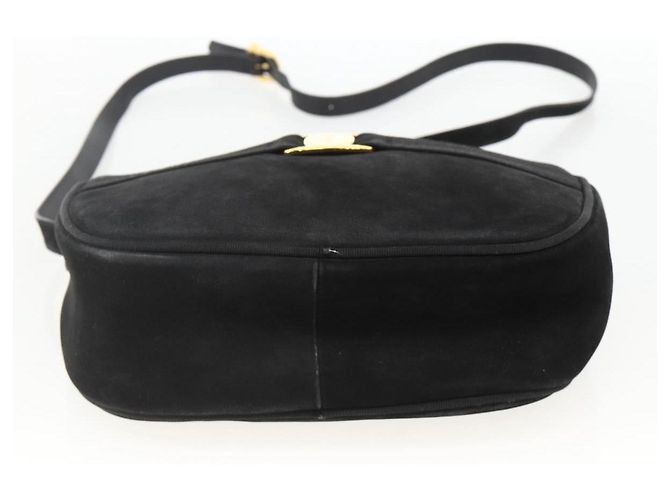 Vala Schultertasche aus Wildleder Schwarz Gold Auth BA11995 von Salvatore Ferragamo Golden - Ansicht 5