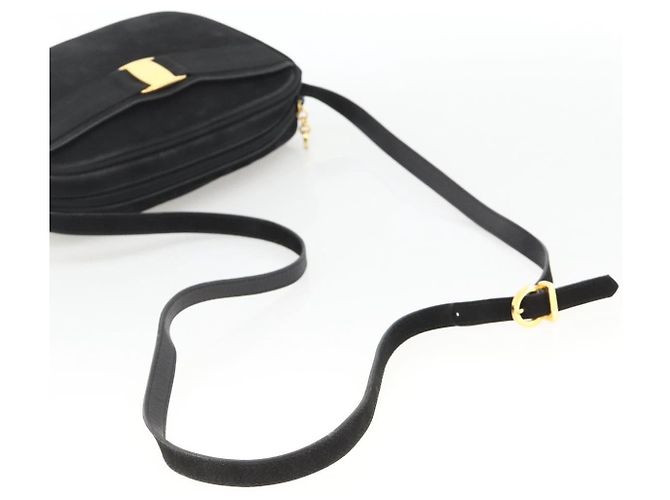 Vala Schultertasche aus Wildleder Schwarz Gold Auth BA11995 von Salvatore Ferragamo Golden - Ansicht 7