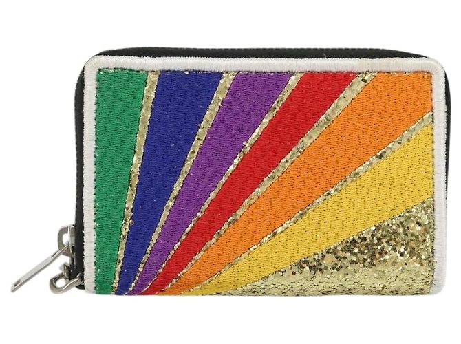 SAINT LAURENT Coin Purse Canvas Multicolor Silver Auth YKZ1018A Silvery Multiple colors - view 13
