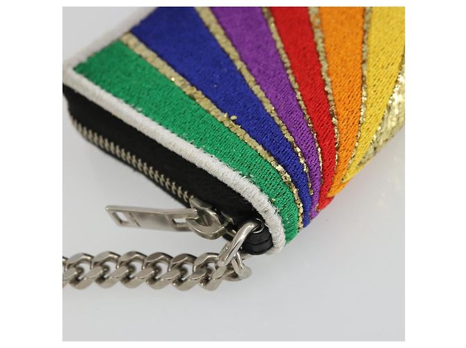 SAINT LAURENT Coin Purse Canvas Multicolor Silver Auth YKZ1018A Silvery Multiple colors - view 14