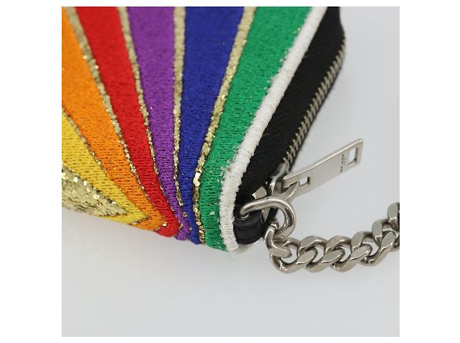 SAINT LAURENT Coin Purse Canvas Multicolor Silver Auth YKZ1018A Silvery Multiple colors - view 15
