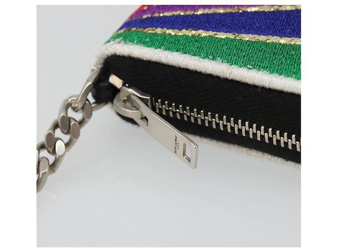 SAINT LAURENT Coin Purse Canvas Multicolor Silver Auth YKZ1018A Silvery Multiple colors - view 17