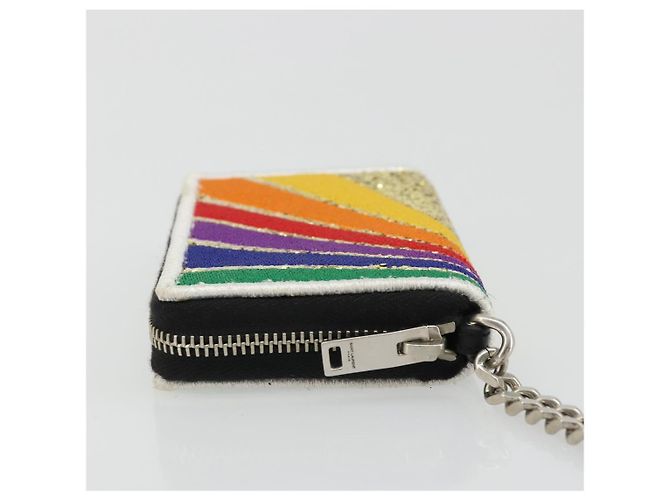 SAINT LAURENT Coin Purse Canvas Multicolor Silver Auth YKZ1018A Silvery Multiple colors - view 4