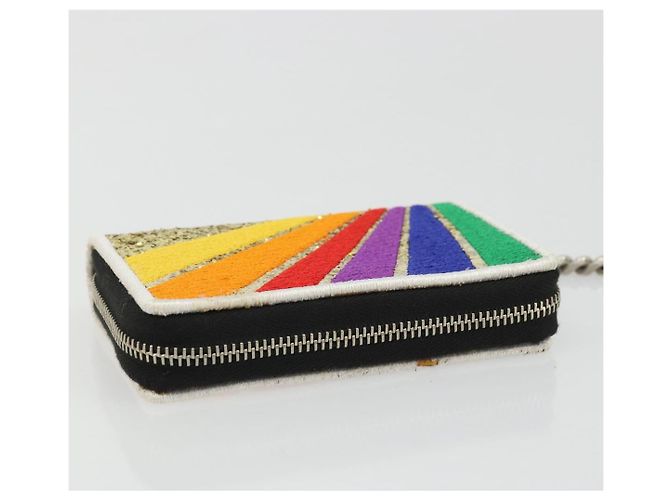 SAINT LAURENT Coin Purse Canvas Multicolor Silver Auth YKZ1018A Silvery Multiple colors - view 5