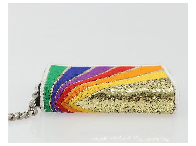 SAINT LAURENT Coin Purse Canvas Multicolor Silver Auth YKZ1018A Silvery Multiple colors - view 6