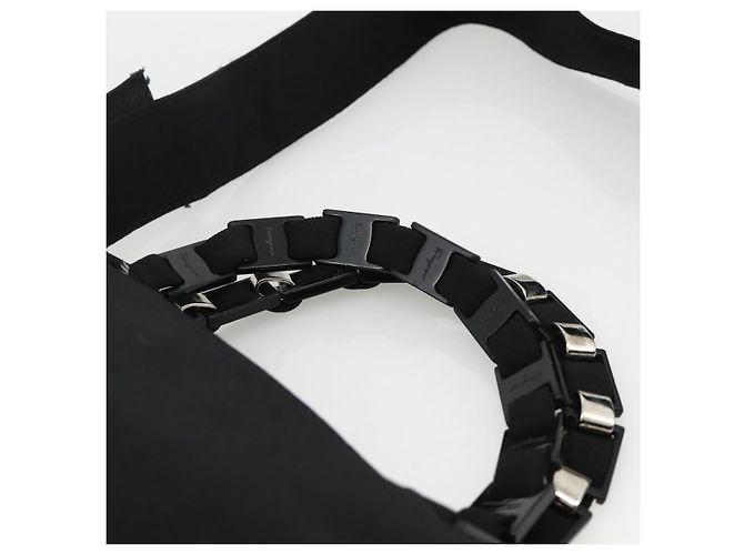 Borsa a mano Salvatore Ferragamo in nylon 2 in 1 nera e argento autentica ka3729A Nero - vista 8