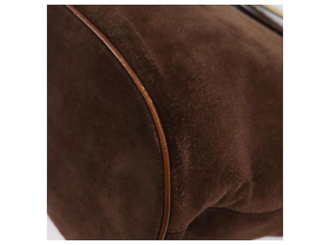 Borsa Tote a Catena CÉLINE Camoscio Marrone Oro Auth YKZ133 D'oro - vista 14