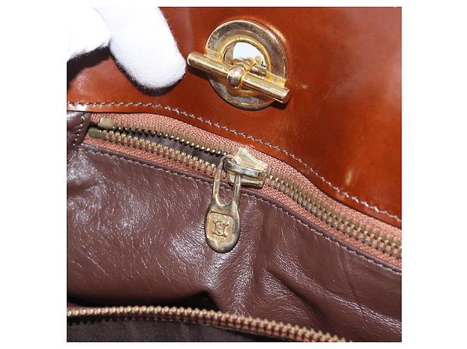 Borsa Tote a Catena CÉLINE Camoscio Marrone Oro Auth YKZ133 D'oro - vista 22