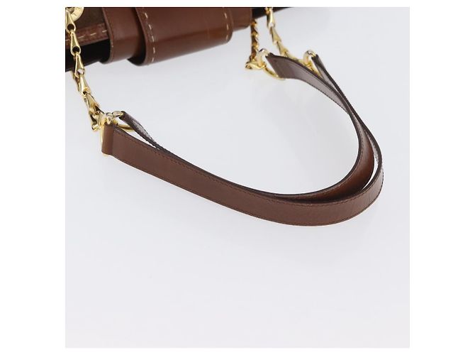 Borsa Tote a Catena CÉLINE Camoscio Marrone Oro Auth YKZ133 D'oro - vista 7