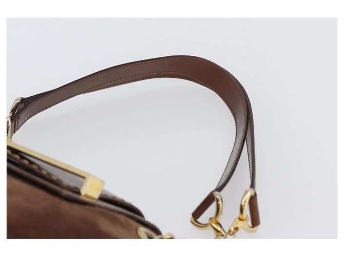 Borsa Tote a Catena CÉLINE Camoscio Marrone Oro Auth YKZ133 D'oro - vista 8