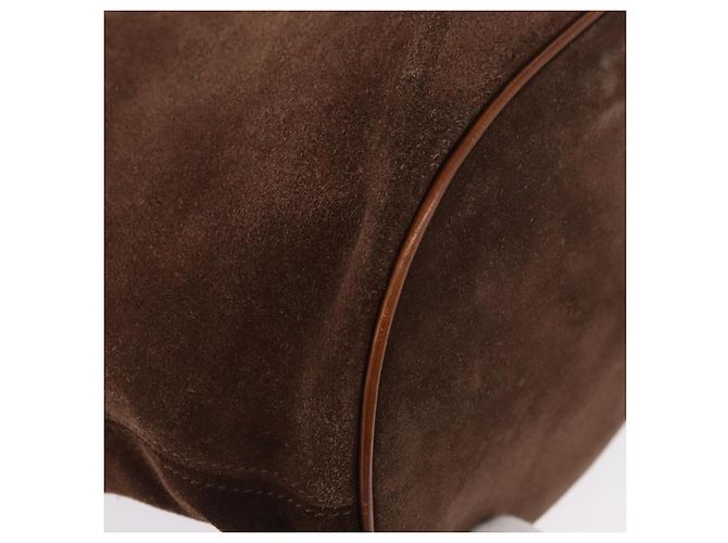 Borsa Tote a Catena CÉLINE Camoscio Marrone Oro Auth YKZ133 D'oro - vista 9