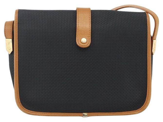 SAINT LAURENT Borsa a Spalla PVC Tela Nera Oro Auth 174423 Nero D'oro - vista 2