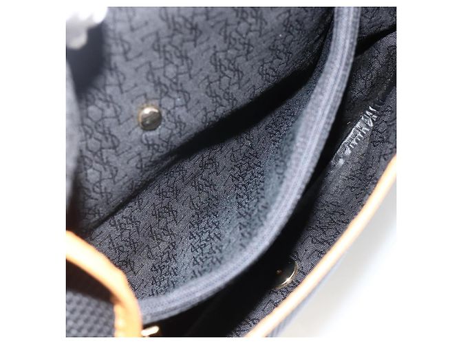 SAINT LAURENT Borsa a Spalla PVC Tela Nera Oro Auth 174423 Nero D'oro - vista 21