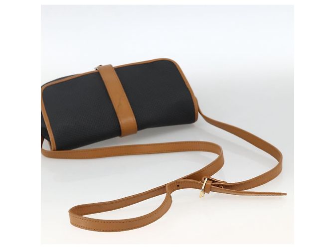 SAINT LAURENT Borsa a Spalla PVC Tela Nera Oro Auth 174423 Nero D'oro - vista 7