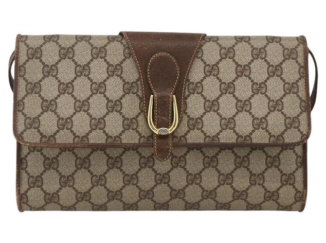 Gucci Borsa a Spalla GG Supreme PVC Beige Oro 904 02 050 Auth BAZ445 D'oro - vista 13