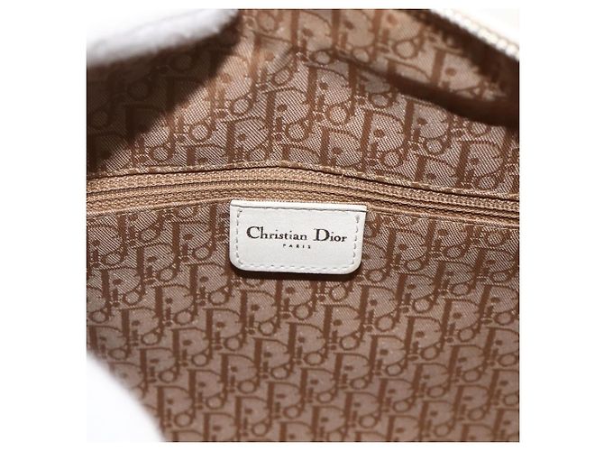 Christian Dior Borsa a mano Lady Dior Canage in pelle bianca e argento Auth YKZ152 Bianco - vista 18
