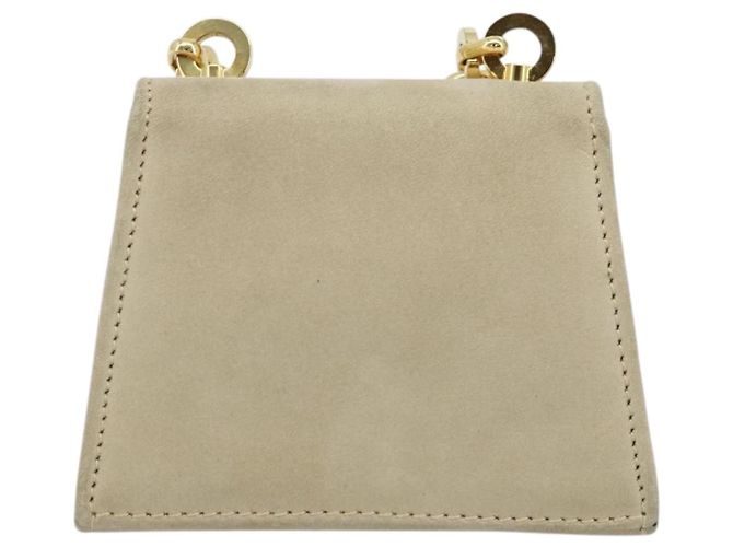 Borsa Pouch in Suede Beige e Oro Gancini di Salvatore Ferragamo Auth YKZ1630 D'oro - vista 2