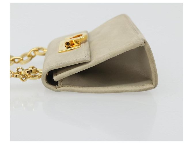 Borsa Pouch in Suede Beige e Oro Gancini di Salvatore Ferragamo Auth YKZ1630 D'oro - vista 4