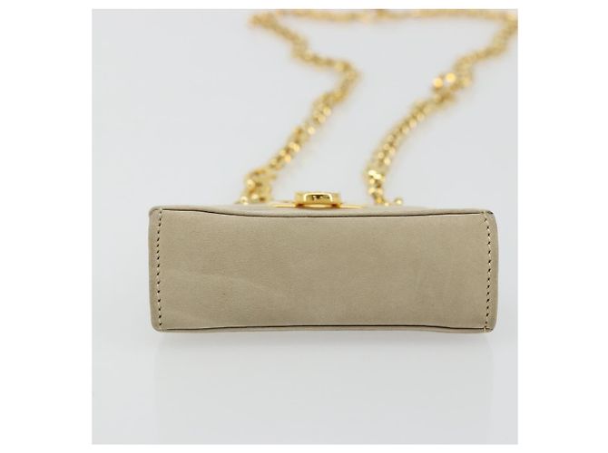 Borsa Pouch in Suede Beige e Oro Gancini di Salvatore Ferragamo Auth YKZ1630 D'oro - vista 5