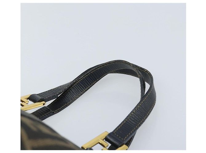 Borsa a mano in tela Zucca FENDI nera marrone oro Auth YKZ069 Nero D'oro - vista 14