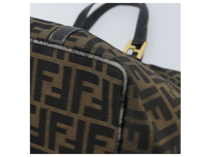 Borsa a mano in tela Zucca FENDI nera marrone oro Auth YKZ069 Nero D'oro - vista 16