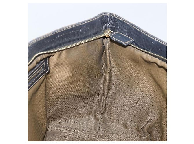 Borsa a mano in tela Zucca FENDI nera marrone oro Auth YKZ069 Nero D'oro - vista 19