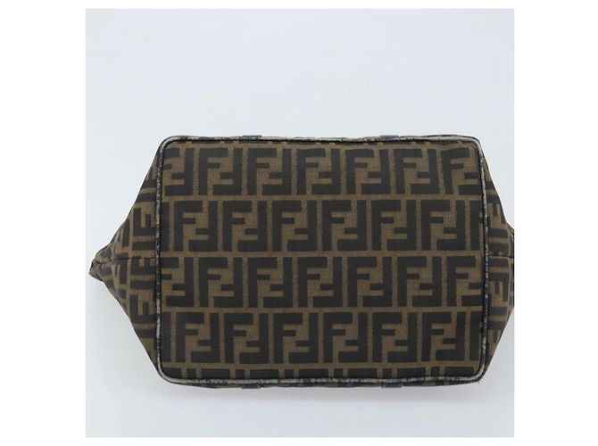 Borsa a mano in tela Zucca FENDI nera marrone oro Auth YKZ069 Nero D'oro - vista 5