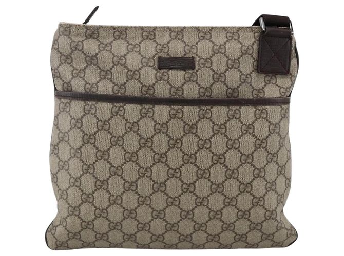 Borsa a Spalla GG Supreme in PVC Beige e Argento di GUCCI 141626 Auth ka3675 - vista 13
