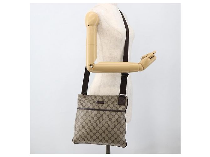 Borsa a Spalla GG Supreme in PVC Beige e Argento di GUCCI 141626 Auth ka3675 - vista 24