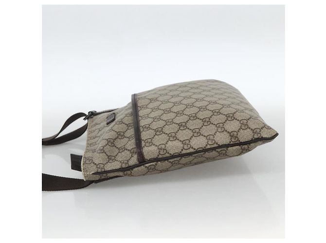 Borsa a Spalla GG Supreme in PVC Beige e Argento di GUCCI 141626 Auth ka3675 - vista 3