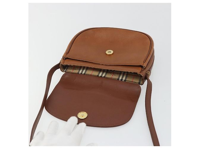 Borsa a Spalla Burberrys in Pelle Marrone Oro Auth hk3693 D'oro - vista 10