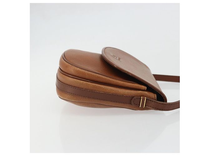 Borsa a Spalla Burberrys in Pelle Marrone Oro Auth hk3693 D'oro - vista 3
