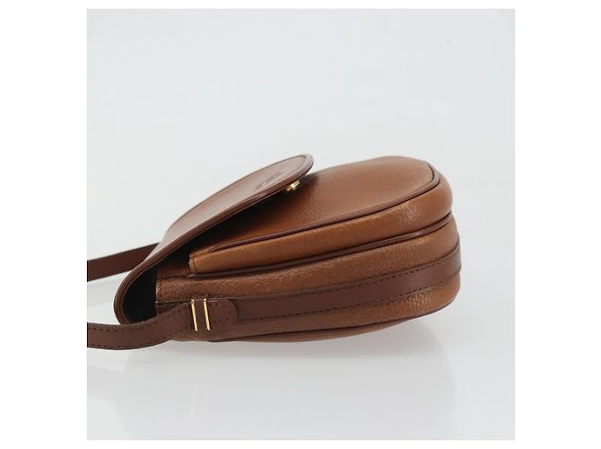 Borsa a Spalla Burberrys in Pelle Marrone Oro Auth hk3693 D'oro - vista 4