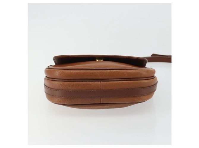 Borsa a Spalla Burberrys in Pelle Marrone Oro Auth hk3693 D'oro - vista 5