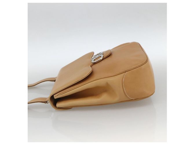 Borsa a Spalla Gancini in Pelle Beige Argento Auth BA11941 di Salvatore Ferragamo - vista 3