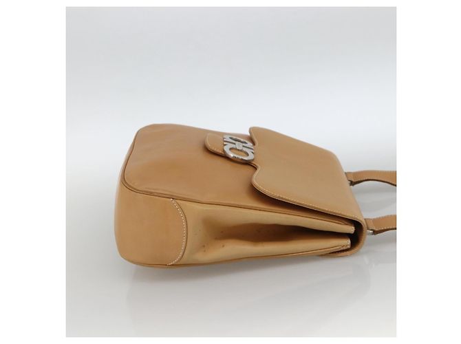 Borsa a Spalla Gancini in Pelle Beige Argento Auth BA11941 di Salvatore Ferragamo - vista 4