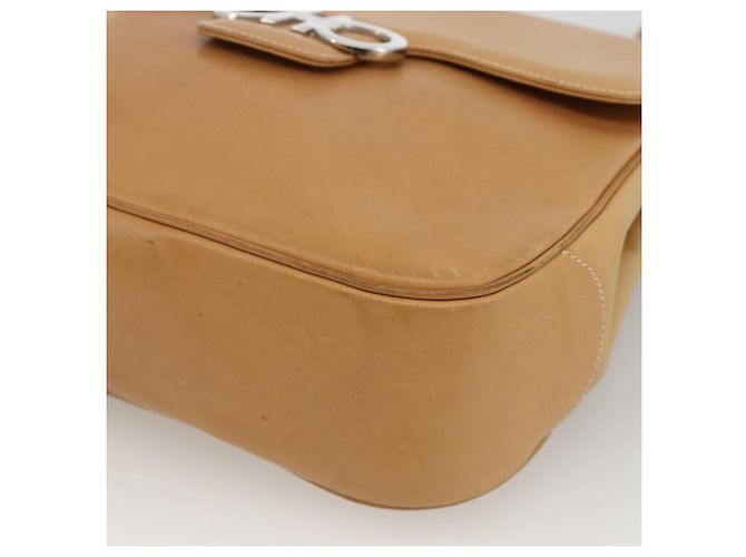 Borsa a Spalla Gancini in Pelle Beige Argento Auth BA11941 di Salvatore Ferragamo - vista 9
