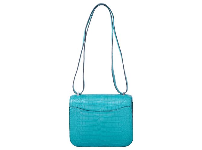 Hermès Constance 18 Turchese (T9) Coccodrillo Opaco – Finiture in Palladio - vista 4