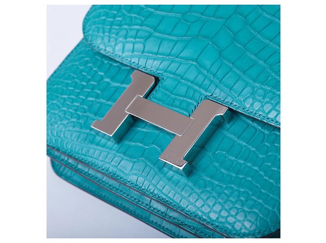 Hermès Constance 18 Turchese (T9) Coccodrillo Opaco – Finiture in Palladio - vista 5